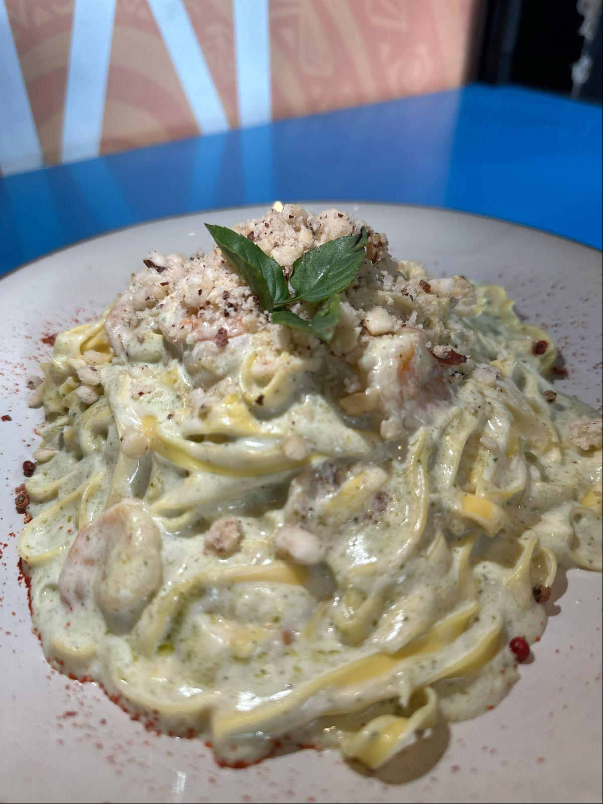 Restaurante também oferece pratos de massas com peixes e frutos do mar (Divulgação/ Tilápias e Afins)