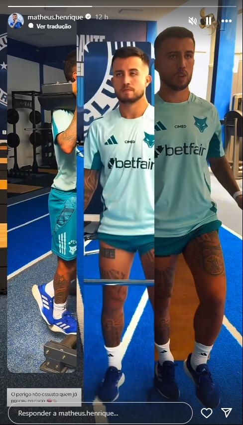 Matheus Henrique posta vídeo realizando trabalhos de recuperação após ar por cirurgia em abril (Reprodução / Instagram Matheus Henrique)